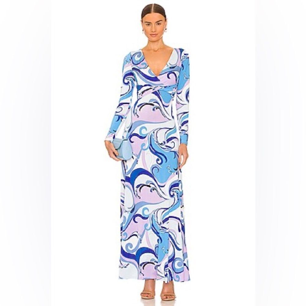 L'AGENCE Nolita Twist Front Maxi Dress Medium Provence Blue NWT XS